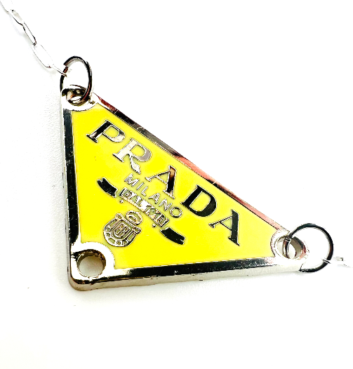 REPURPOSED CHARM YELLOW TRIANGLE NECKLACE