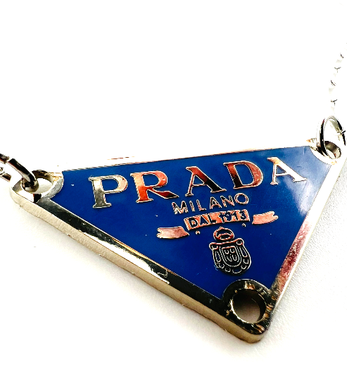 REPURPOSED CHARM BLUE TRIANGLE NECKLACE