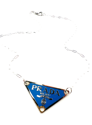 REPURPOSED CHARM BLUE TRIANGLE NECKLACE