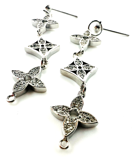 REPURPOSED CHARM SILVER LEAF EARRINGS