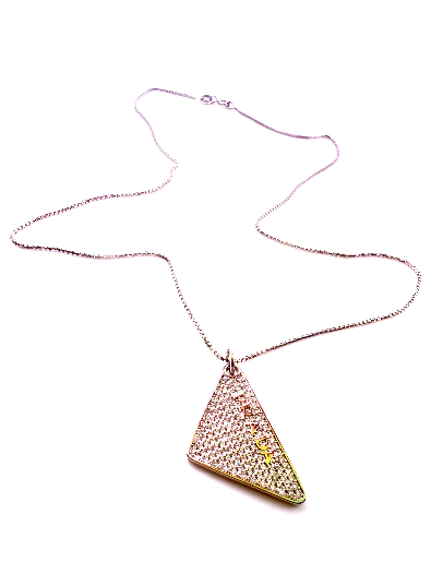 REPURPOSED CHARM SILVER STONE TRIANGLE NECKLACE