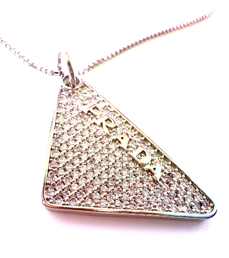 REPURPOSED CHARM SILVER STONE TRIANGLE NECKLACE