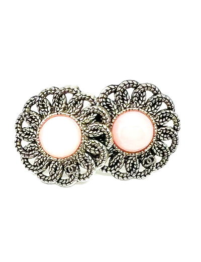 REPURPOSED BUTTON PINK GIANNA STUDS