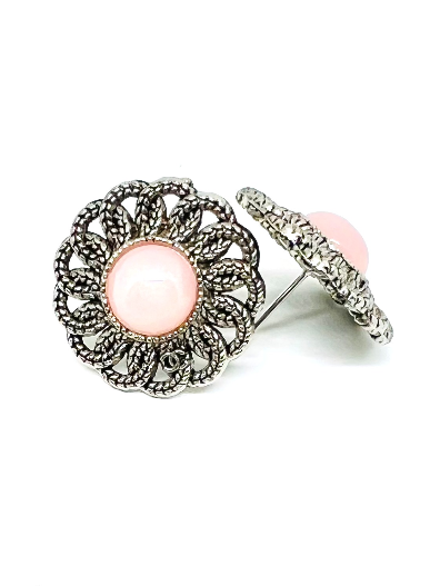 REPURPOSED BUTTON PINK GIANNA STUDS