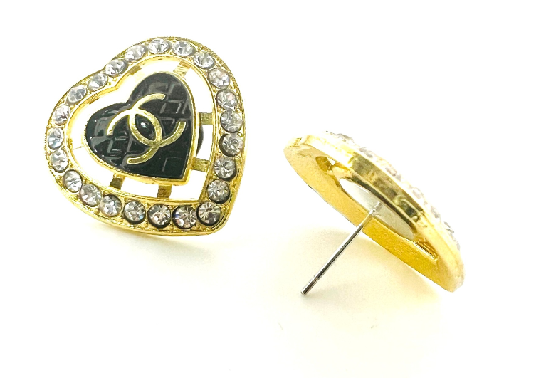 REPURPOSED BUTTON BLACK PERRY STUDS