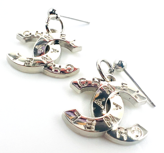 REPURPOSED CHARM SILVER LETTER EARRINGS