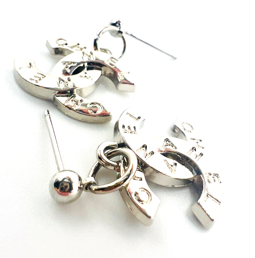 REPURPOSED CHARM SILVER LETTER EARRINGS