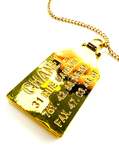 REPURPOSED SHINY GOLD TAG NECKLACE