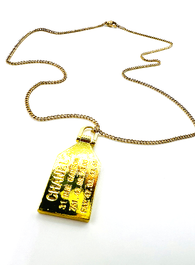 REPURPOSED SHINY GOLD TAG NECKLACE