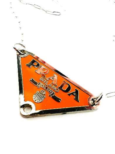 REPURPOSED CHARM ORANGE TRIANGLE NECKLACE